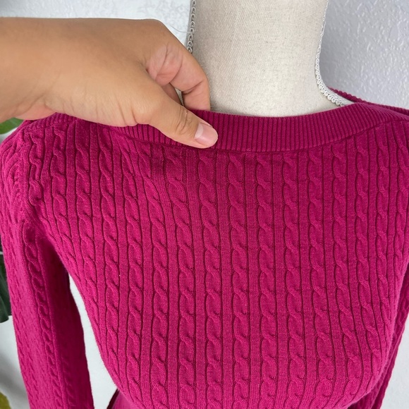 Express Bright Fuchsia Cable Knit Sweater Shirt - Picture 3 of 6